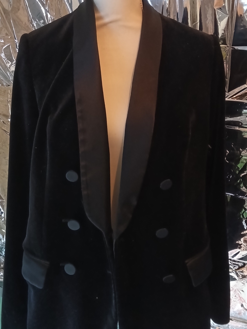 Express Black Velvet Double-Breasted Blazer